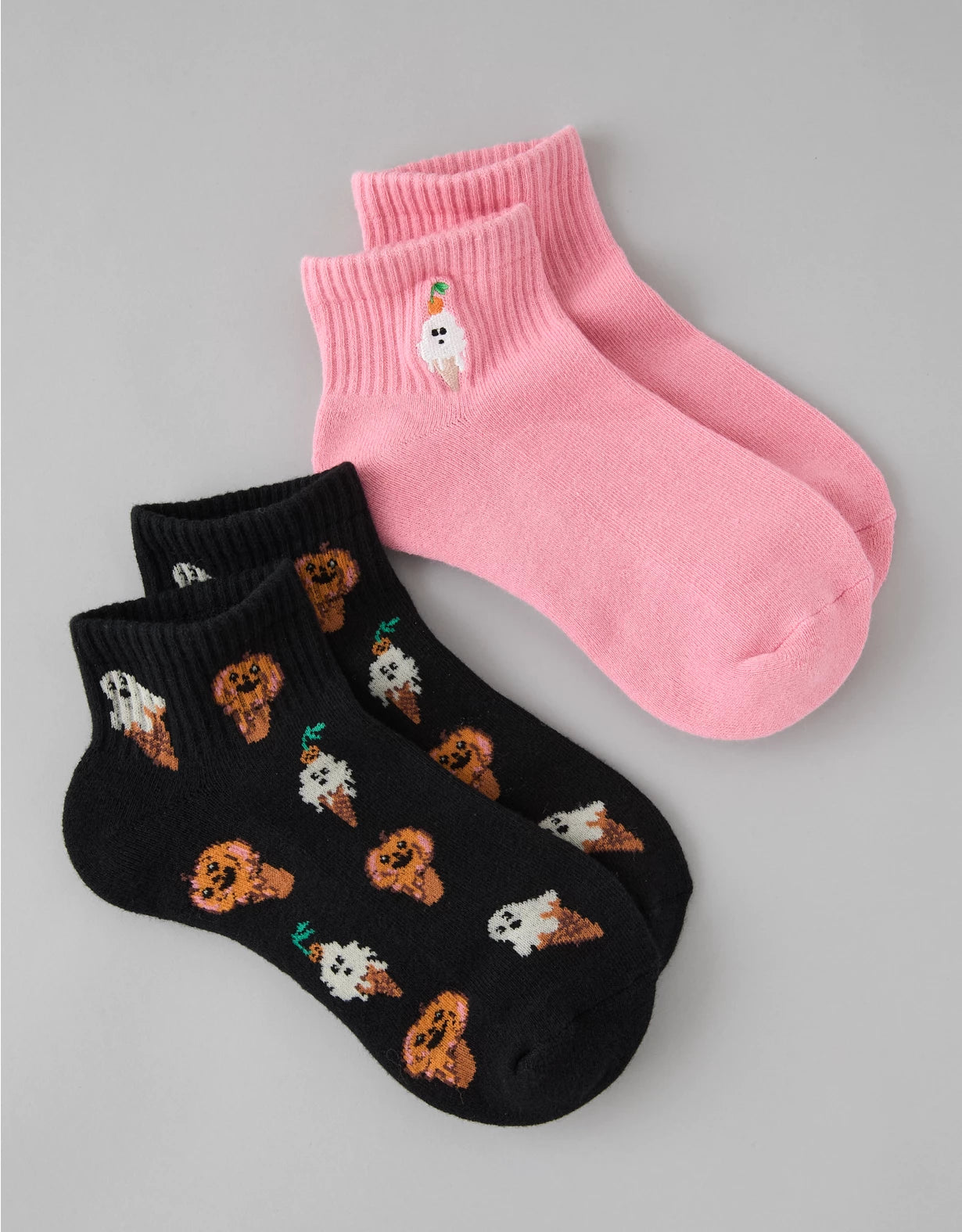 American Eagle AE Graphic Shortie Crew Socks 2 Pack - Pink Bath
