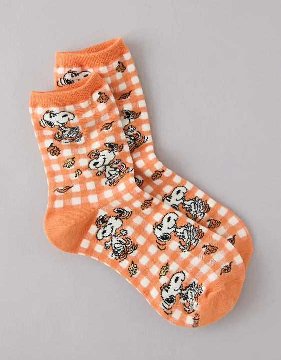 American Eagle Snoopy Cropped Crew Socks