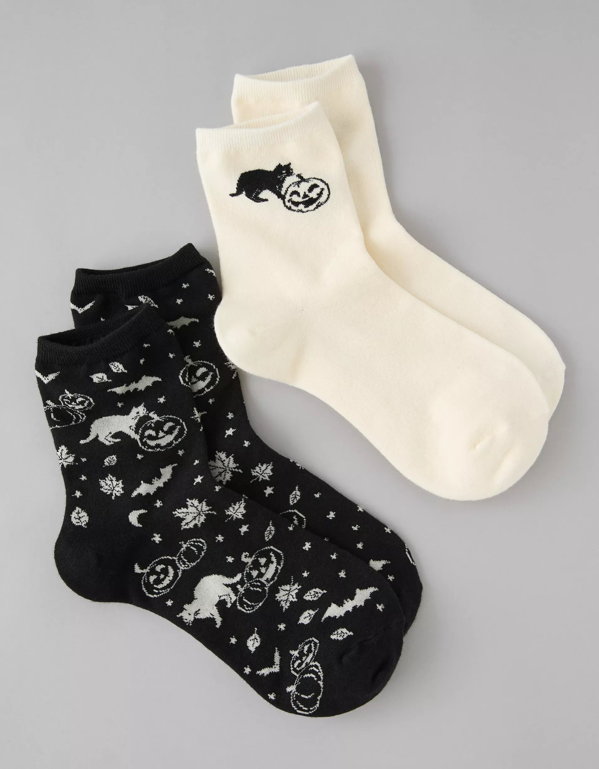 American Eagle AE Halloween Cropped Crew Socks 2 Pack - Cream