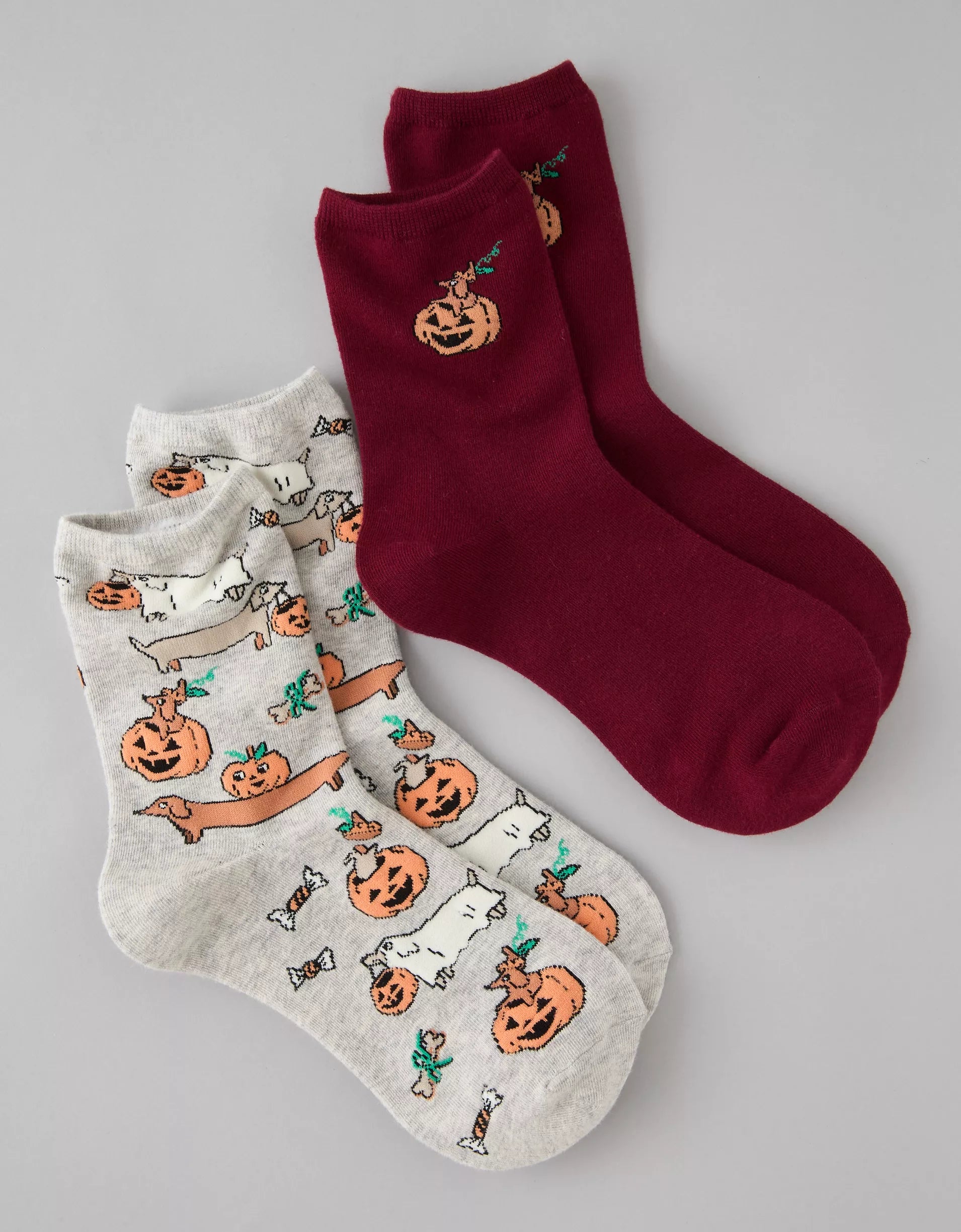 American Eagle AE Halloween Cropped Crew Socks 2 Pack - Fuchsia Pink