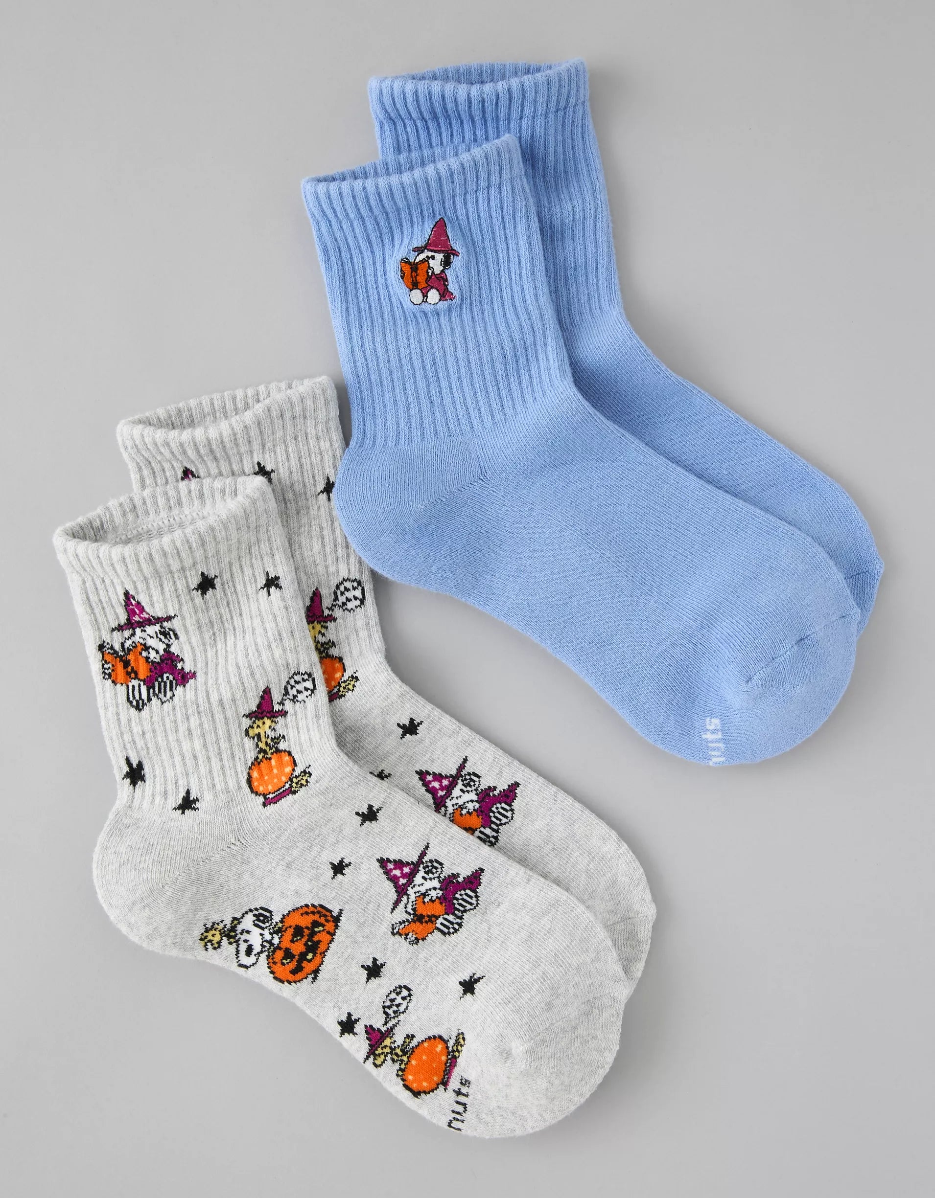 American Eagle AE Snoopy Cropped Crew Socks 2 Pack - Ocean