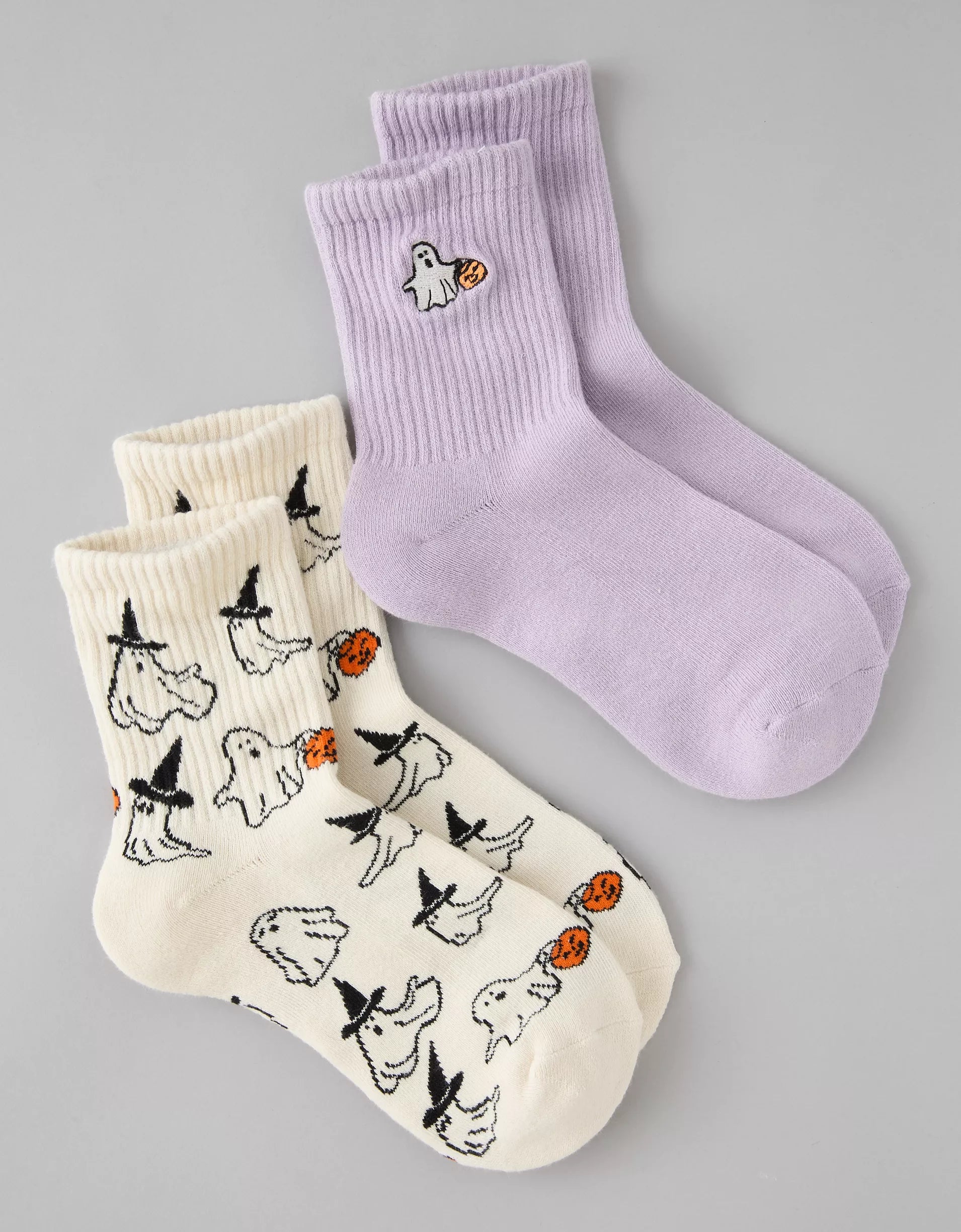 American Eagle AE Halloween Cropped Crew Socks 2 Pack - Lavender Dawn
