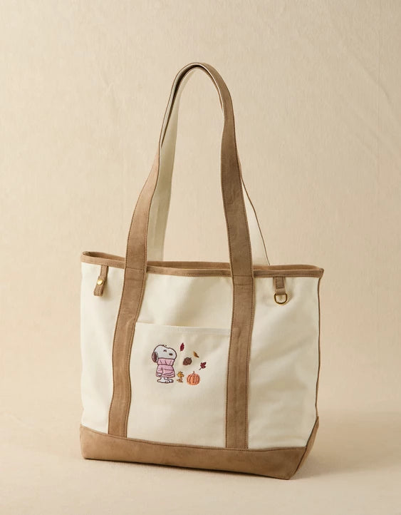 American Eagle Off Duty Snoopy Tote Bag - Khaki