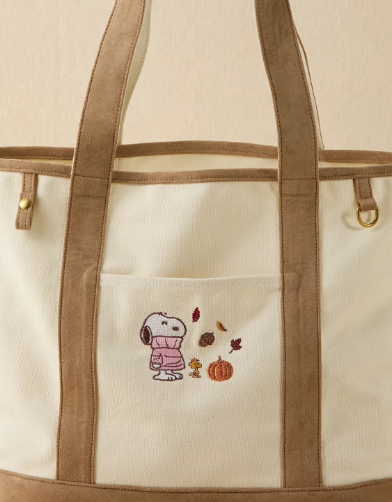 American Eagle Off Duty Snoopy Tote Bag - Khaki