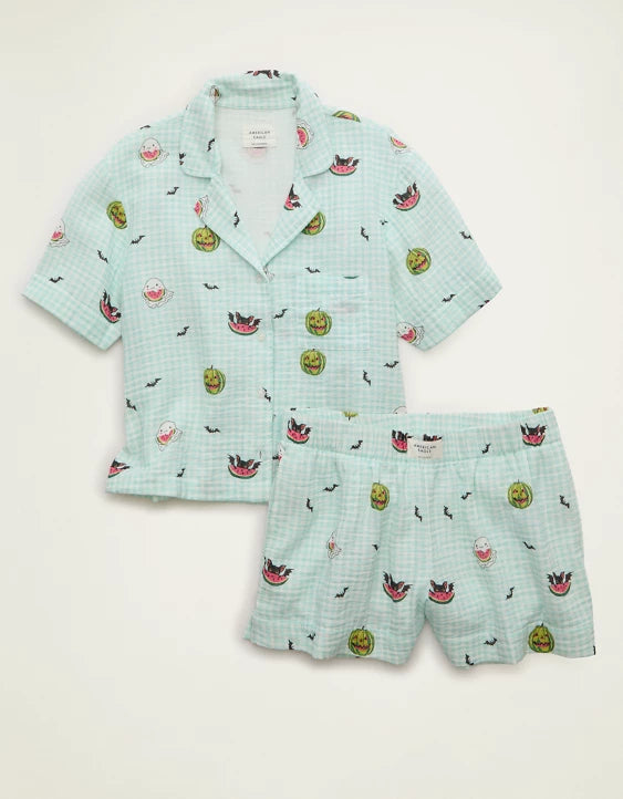 American Eagle AE Cotton Gauze Short Sleeve Pj Set