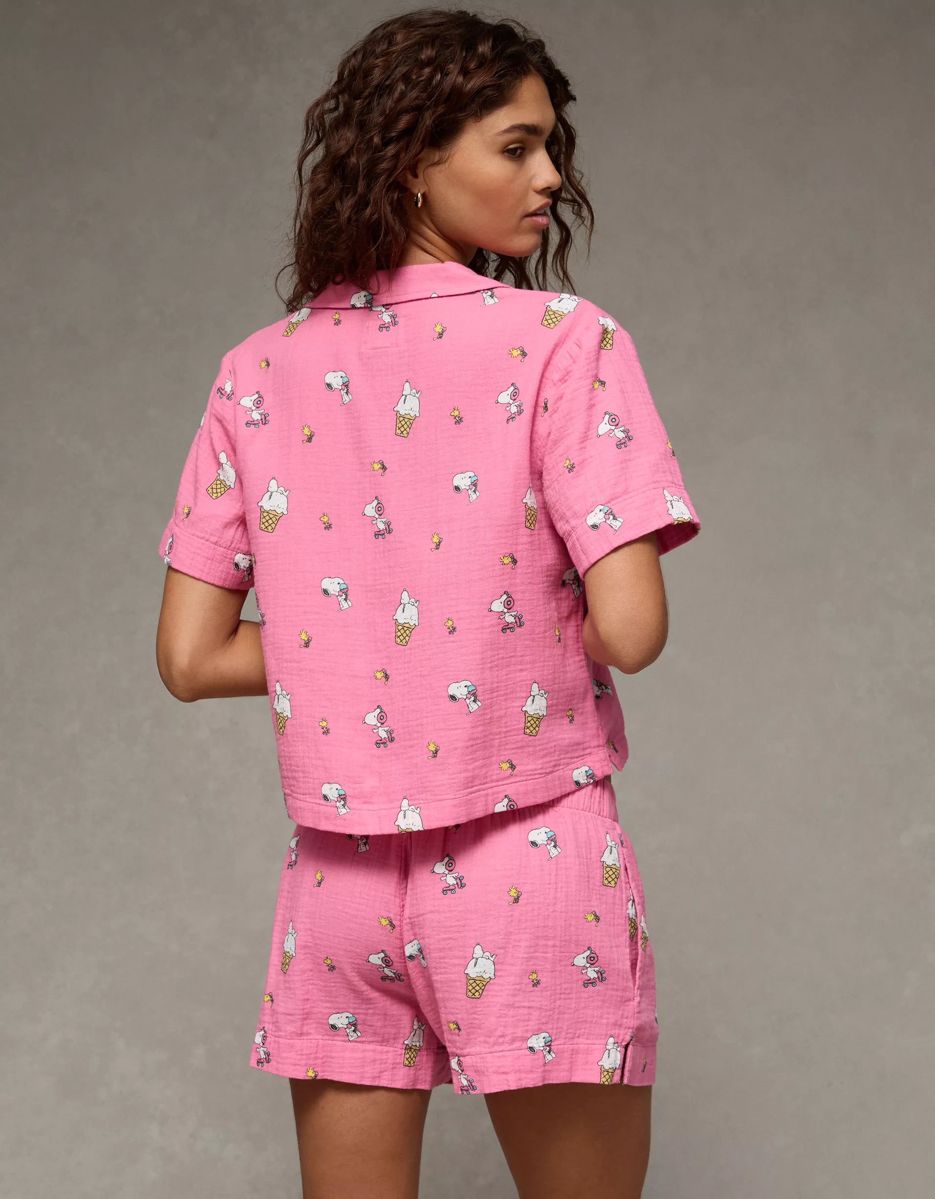 American Eagle Snoopy Cotton Gauze Short Sleeve PJ Set