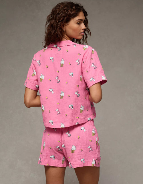 American Eagle Snoopy Cotton Gauze Short Sleeve PJ Set