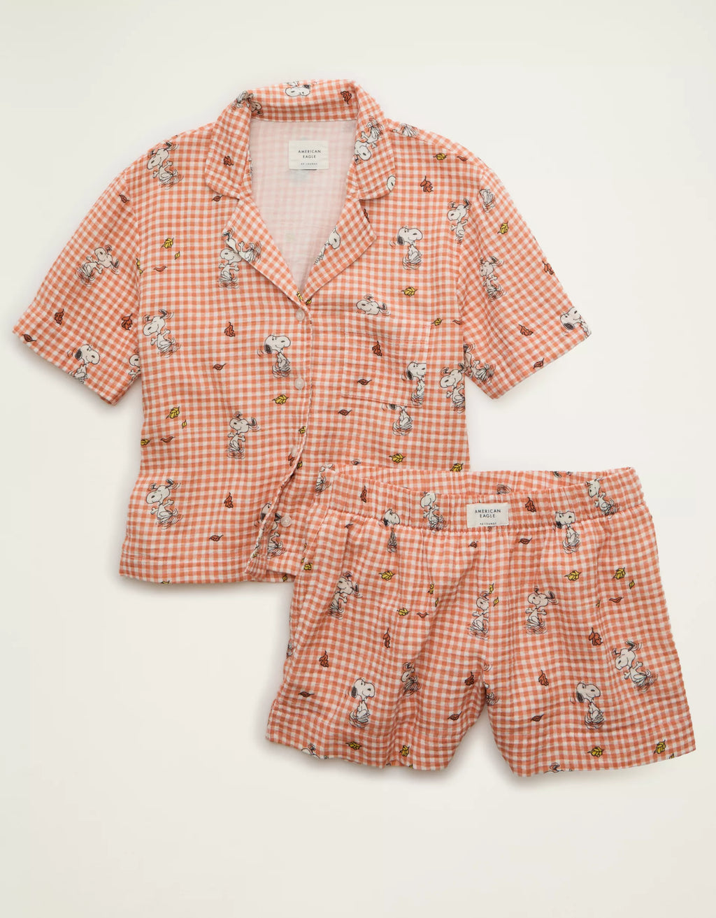 American Eagle AE Snoopy Cotton Gauze Short Sleeve PJ Set