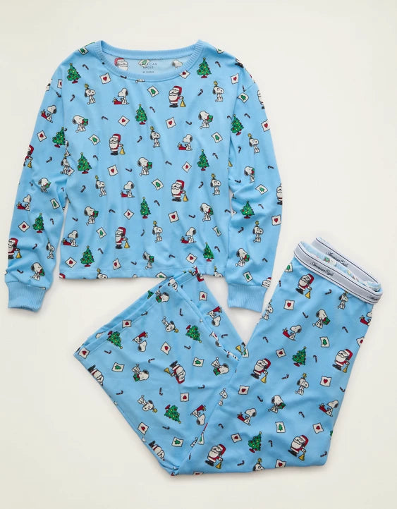 American Eagle AE Luxe Plush Snoopy PJ Set