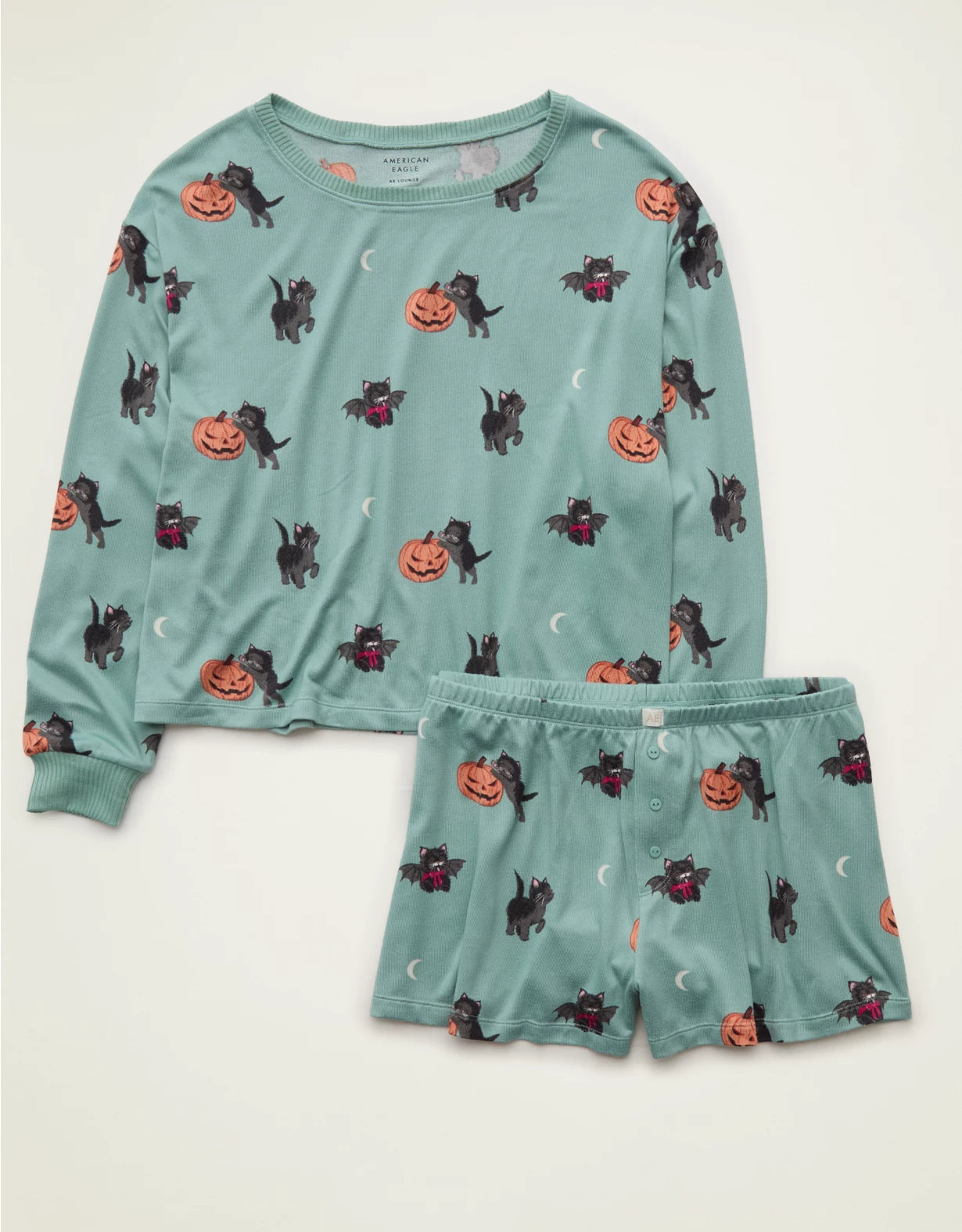 American Eagle AE Luxe Plush Long Sleeve Short Pj Set