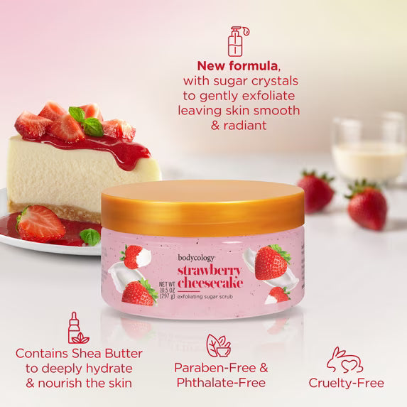 Bodycology Strawberry Cheesecake Exfoliating Sugar Scrub 10.5oz
