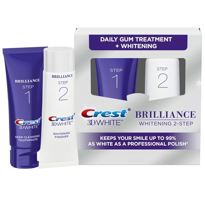 Crest 3D White Brilliance 2 Step Kit - Deep Clean Toothpaste (4oz) + Teeth Whitening Gel (2.3oz)