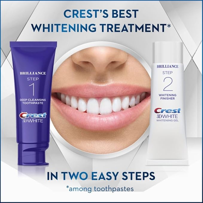 Crest 3D White Brilliance 2 Step Kit - Deep Clean Toothpaste (4oz) + Teeth Whitening Gel (2.3oz)