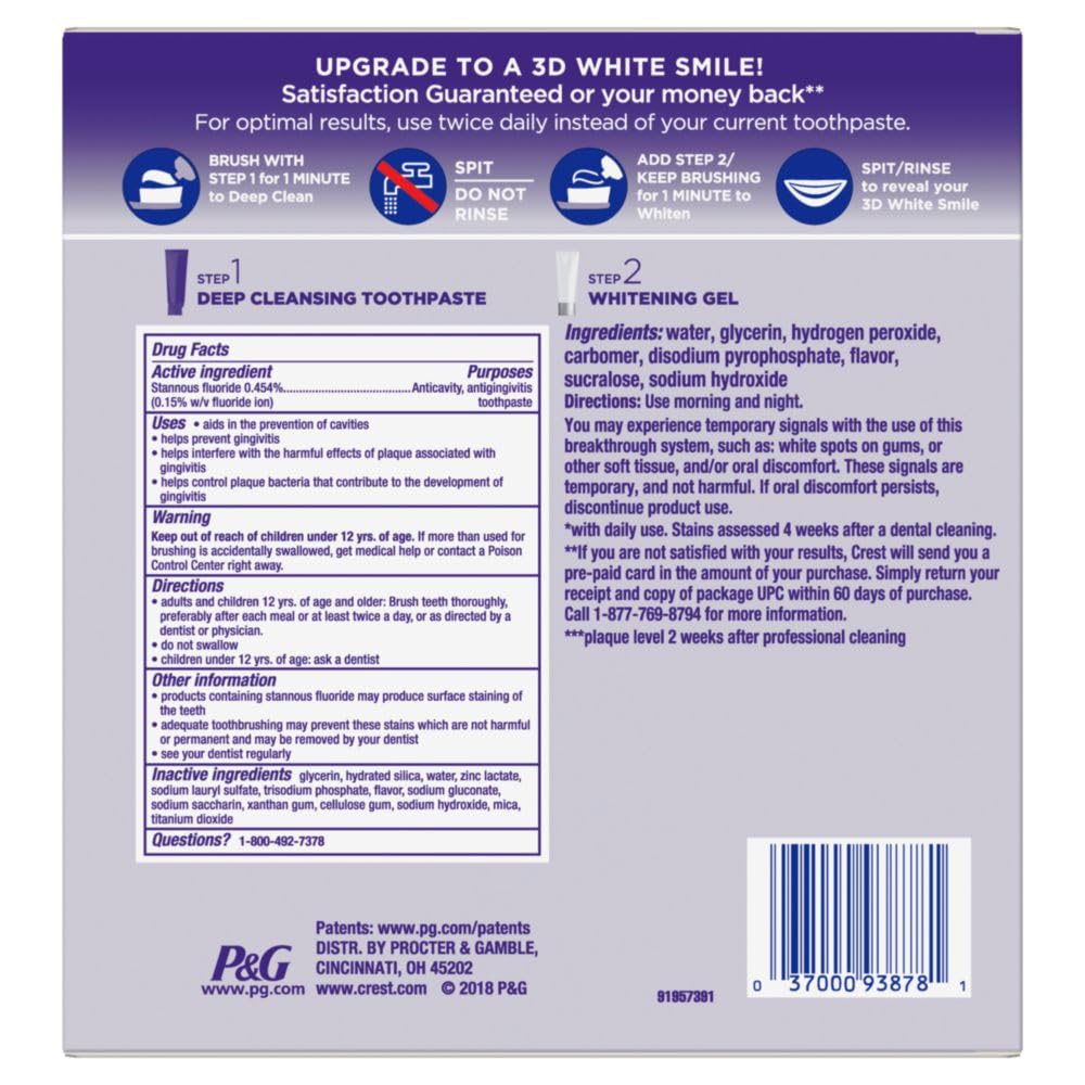 Crest 3D White Brilliance 2 Step Kit - Deep Clean Toothpaste (4oz) + Teeth Whitening Gel (2.3oz)