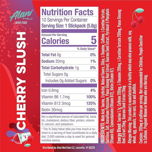 Alani Nu Energy Sticks Cherry Slush - 10 pack