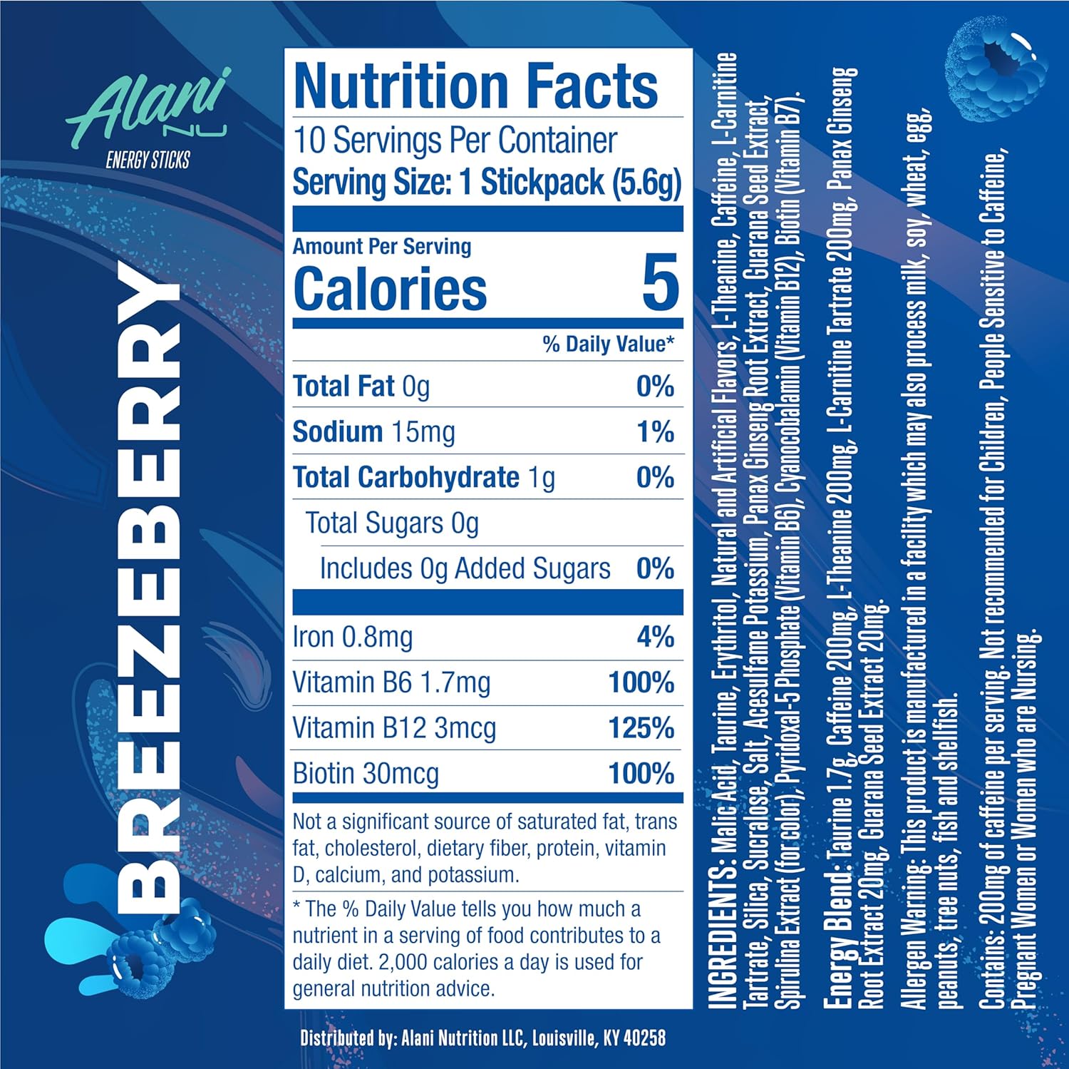 Alani Nu Energy Sticks Breezeberry - 10 pack