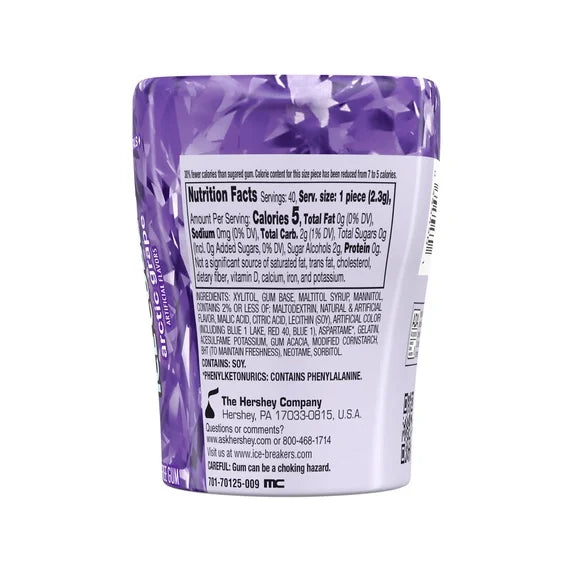 Ice Breakers Ice Cubes Arctic Grape Sugar Free Chewing Gum  - 40 Pieces