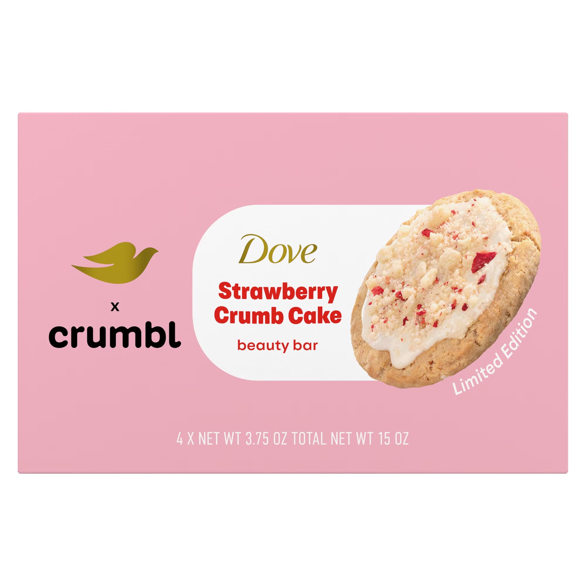 Dove & Crumbl Limited Edition Beauty Bar Strawberry Cake - 4 Bars
