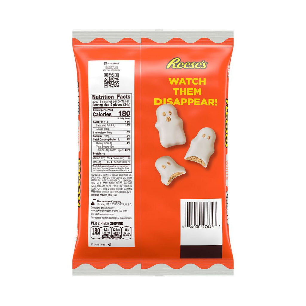 Reese's Peanut Butter White Chocolate Ghosts Halloween Candy Snack Size - 9.6oz