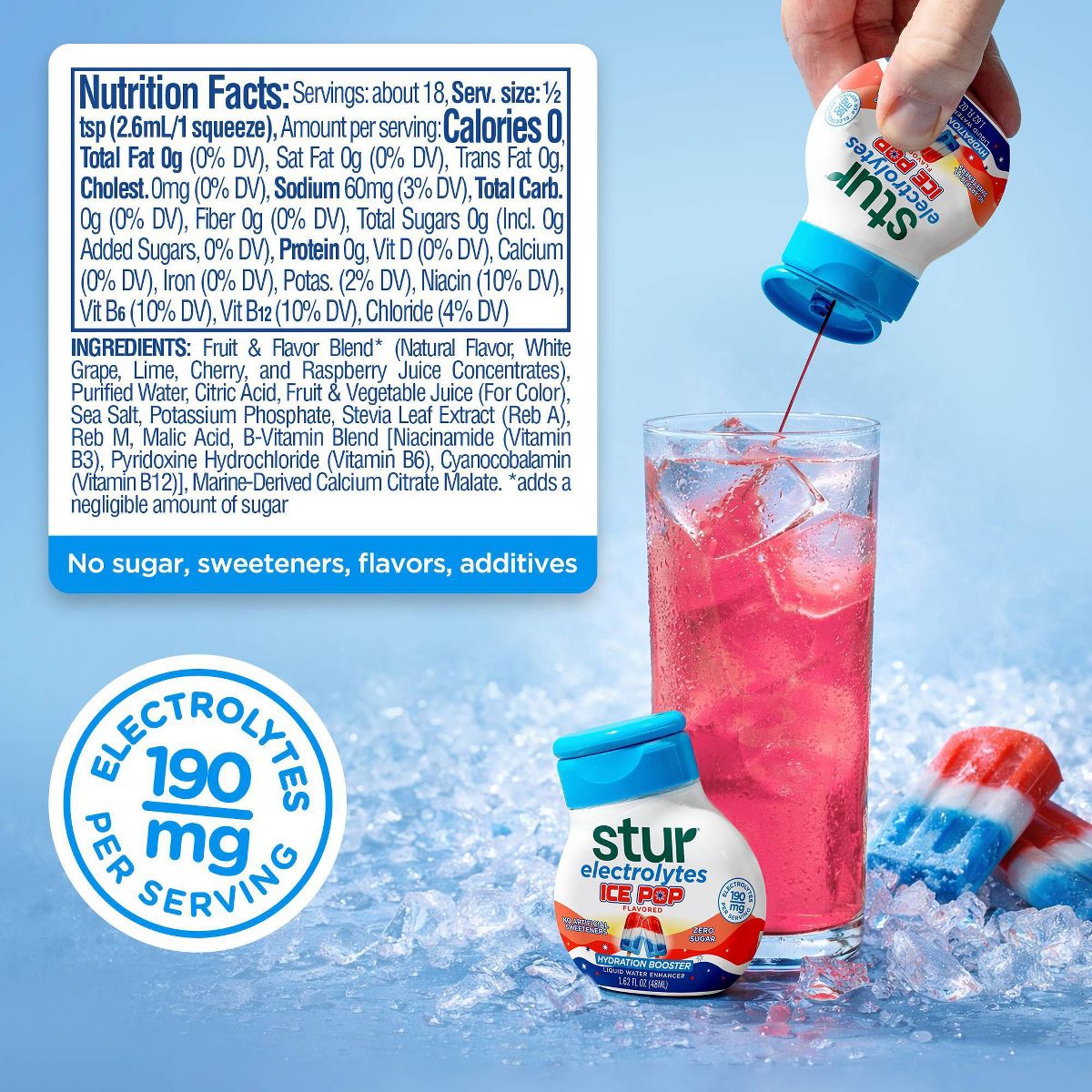 Stur Liquid Hydration Water Enhancer Ice Pop Flavor 1.62 fl oz