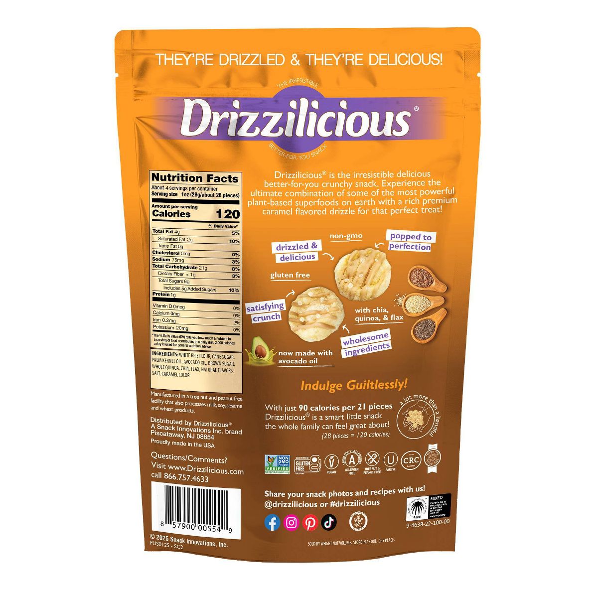 Drizzilicious Salted Caramel Drizzled Mini Rice Cake - 4oz
