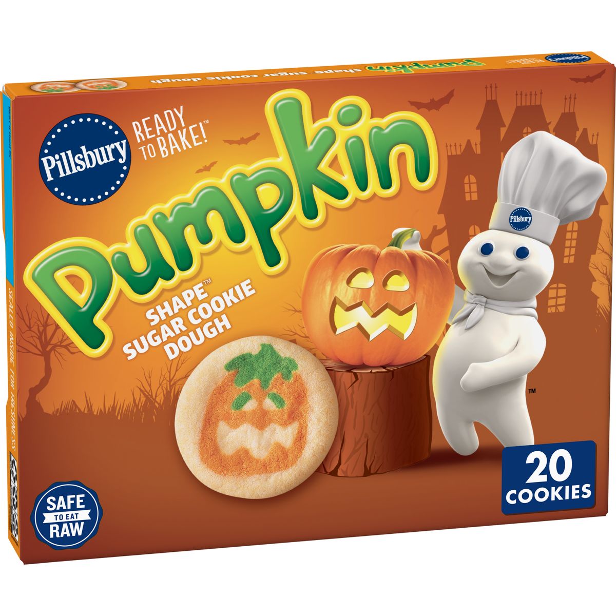 Pillsbury Ready-to-Bake Pumpkin Shape Sugar Cookies Dough - 9.1oz/20ct - Halloween