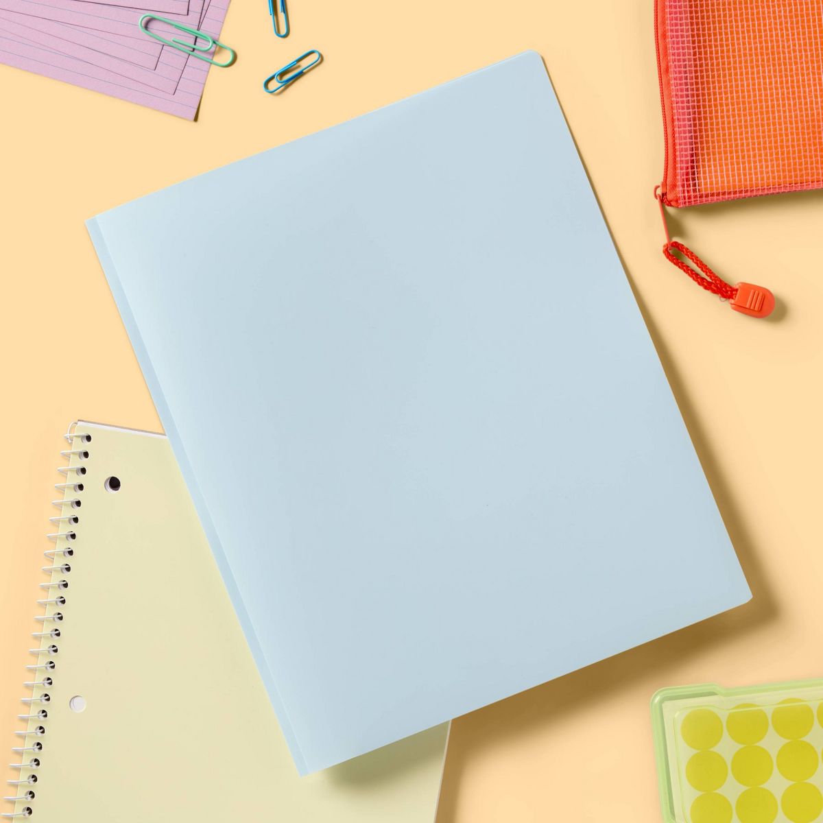 Poly Number 2 Pocket Plastic Folder with Prongs Pastel Blue - up&up™