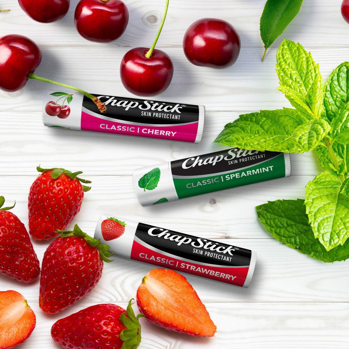 ChapStick Classic Variety Pack Lip Balm - Cherry, Strawberry & Spearmint