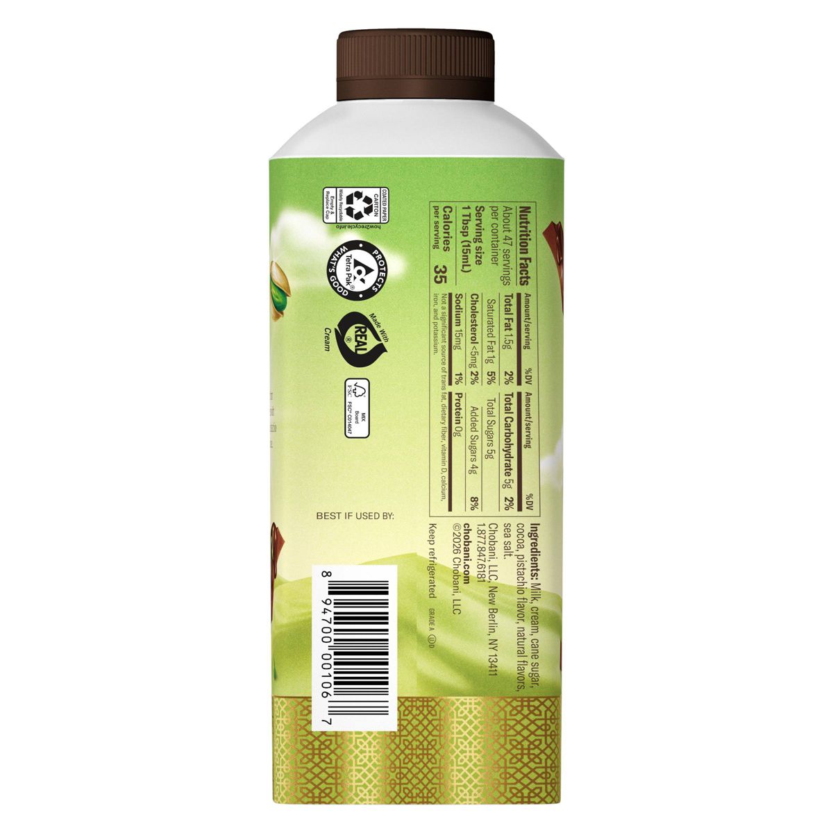 Chobani Pistachio Chocolate Dairy Creamer - 24 fl oz