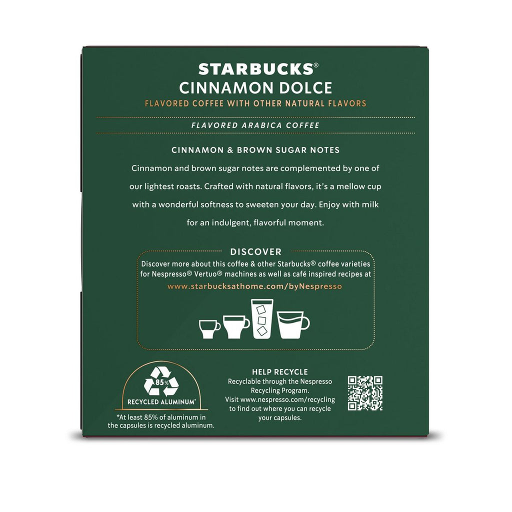 Starbucks Cinnamon Dolce Light Roast Coffee Pods by Nespresso Vertuo - 8ct