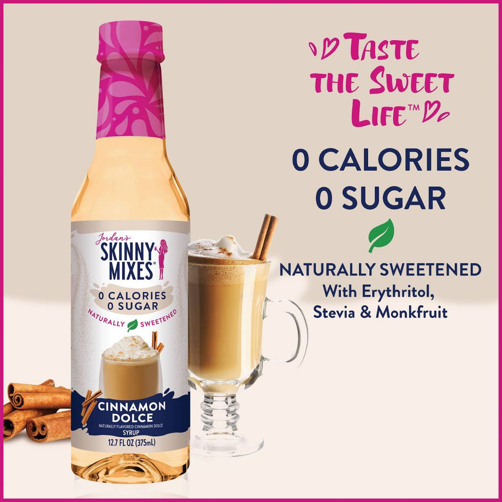 Jordan's Skinny Mixes Naturally Sweetened Sugar Free Cinnamon Dolce Coffee Flavoring Syrup