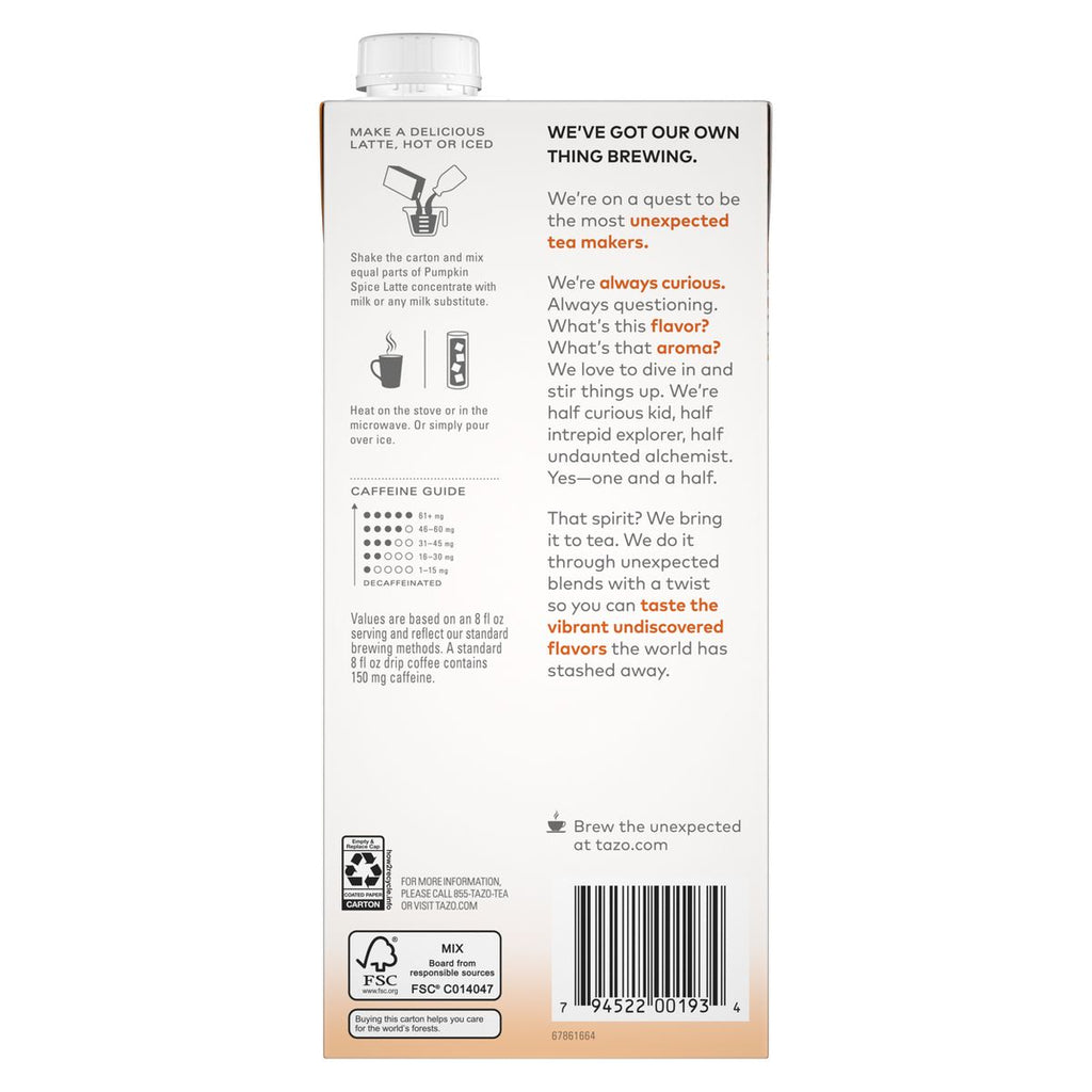 Tazo Chai Pumpkin Spice Latte Tea Concentrate - 32 fl oz