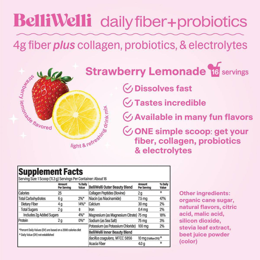 BelliWelli Daily Fiber Supplement - Strawberry