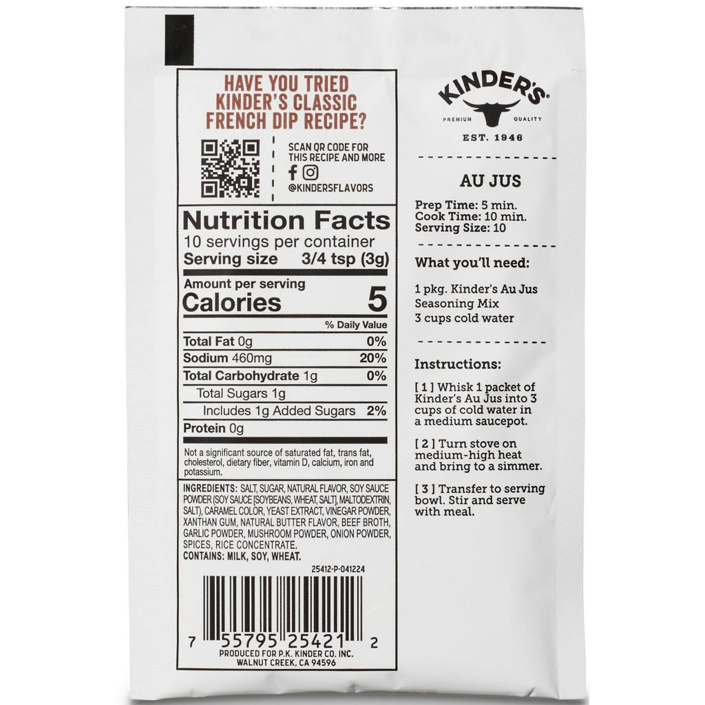 Kinder's Beef Au Jus Bone Broth Mix - 1.1oz