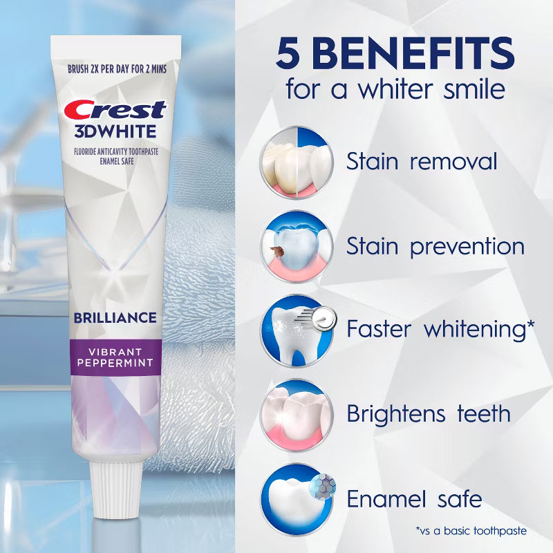 Crest 3D White Brilliance Whitening Toothpaste - Vibrant Peppermint