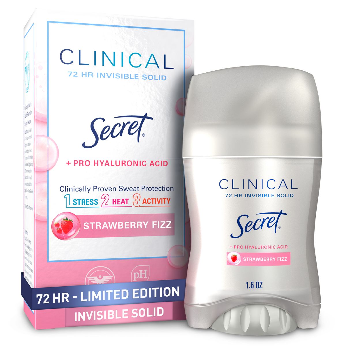 Secret Clinical Strength Invisible Solid Antiperspirant & Deodorant - Strawberry Fizz