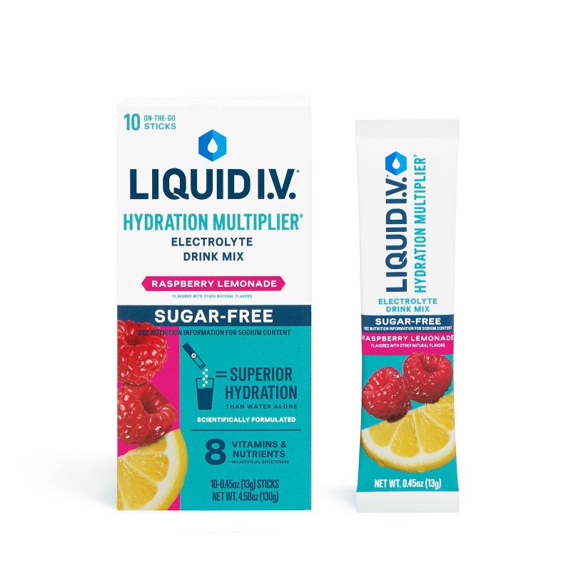 Liquid I.V. Sugar Free Hydration Multiplier - Raspberry Lemonade 10 Pack