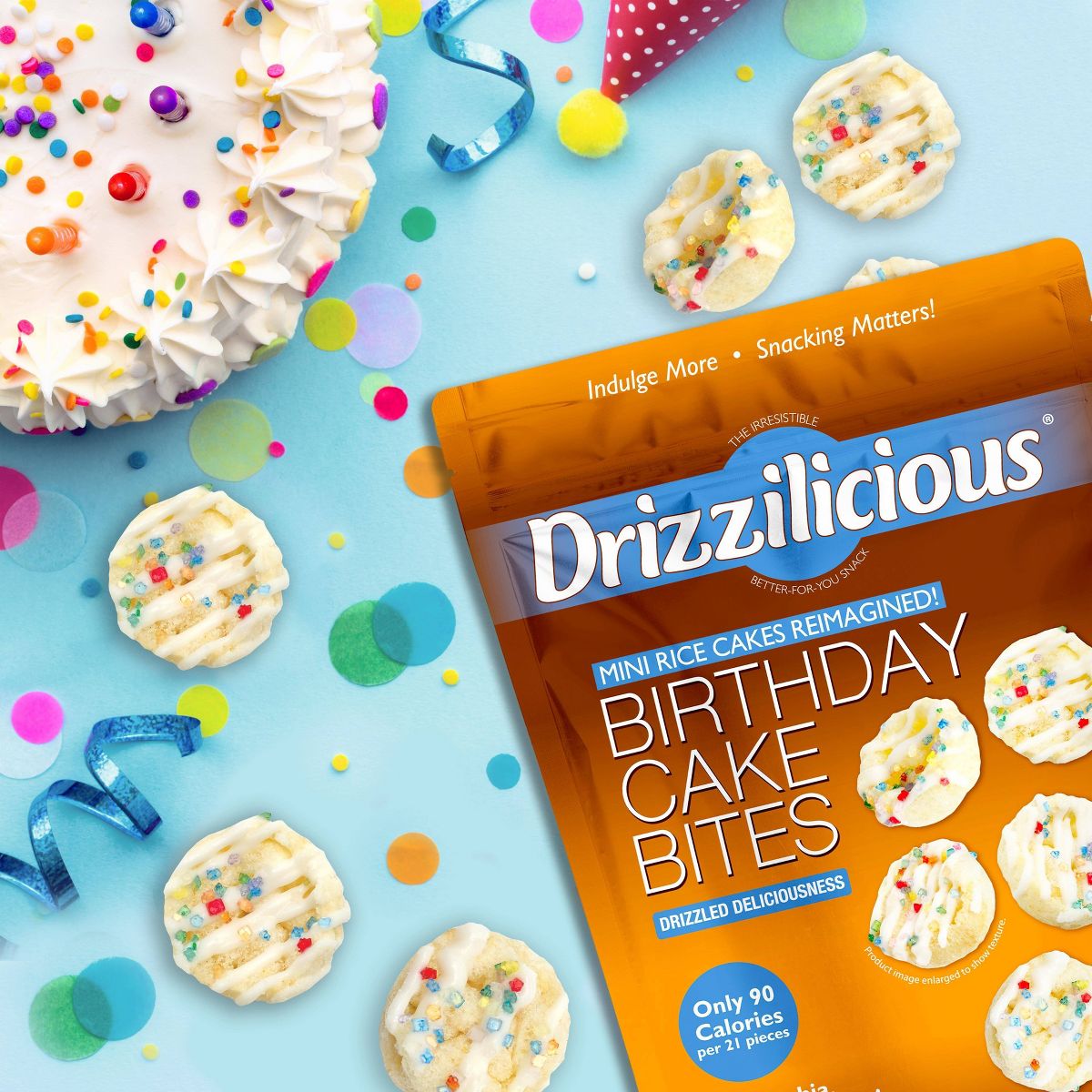 Drizzilicious Birthday Cake Drizzled Mini Rice Cake - 4oz