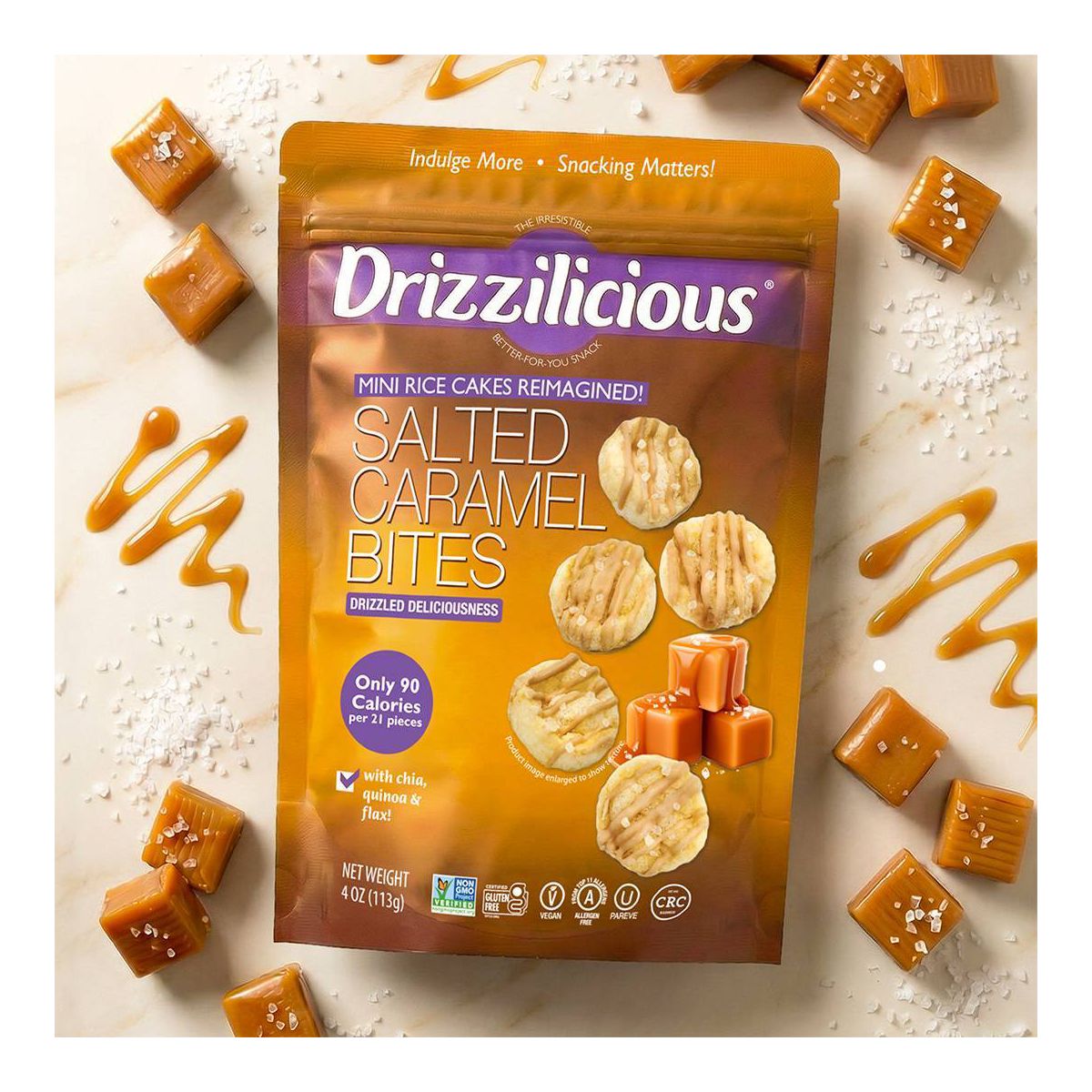 Drizzilicious Salted Caramel Drizzled Mini Rice Cake - 4oz