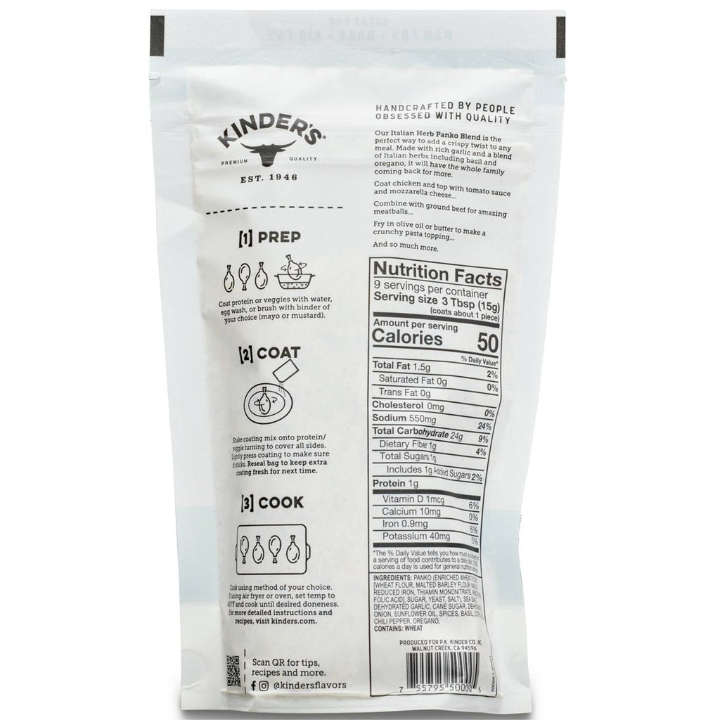 Kinder's Crispy Panco Blend Italian Garlic and Herb Seasoned Coating Mix - 5oz
