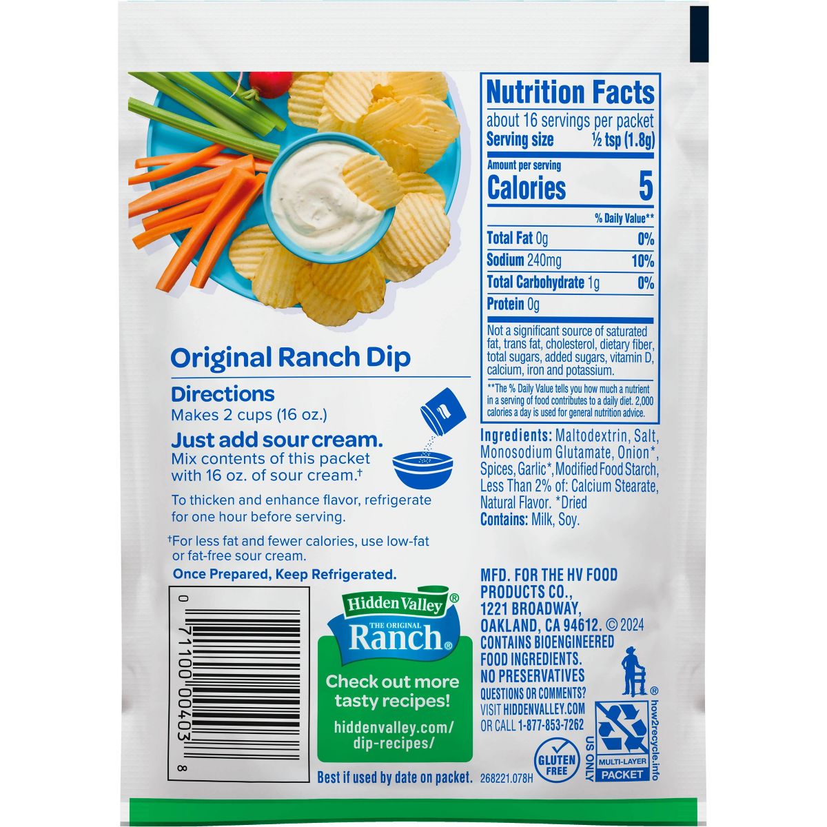 Hidden Valley Original Ranch Dips Mix - 1oz