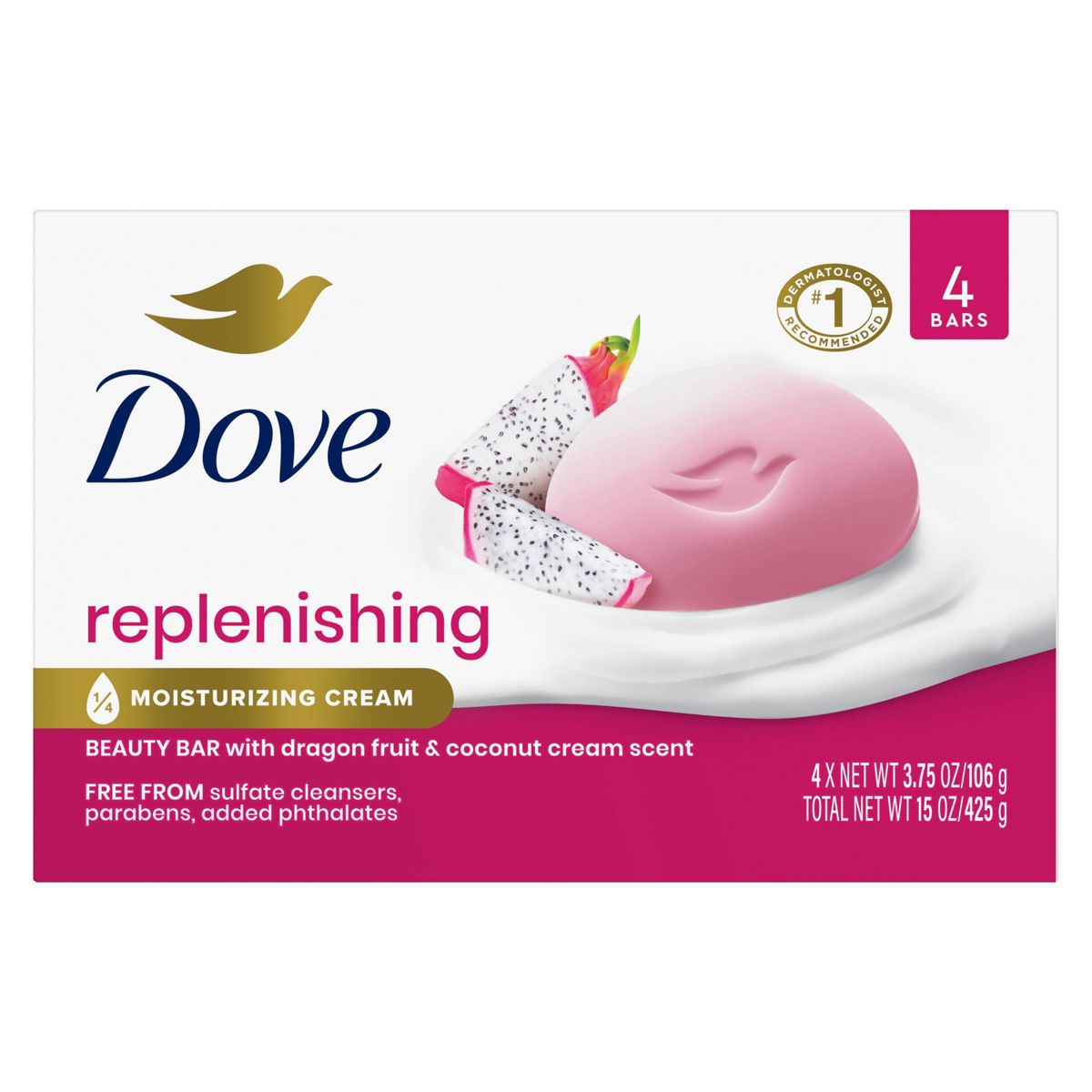 Dove Beauty Replenishing Bar Soaps - Dragon Fruit & Coconut Cream