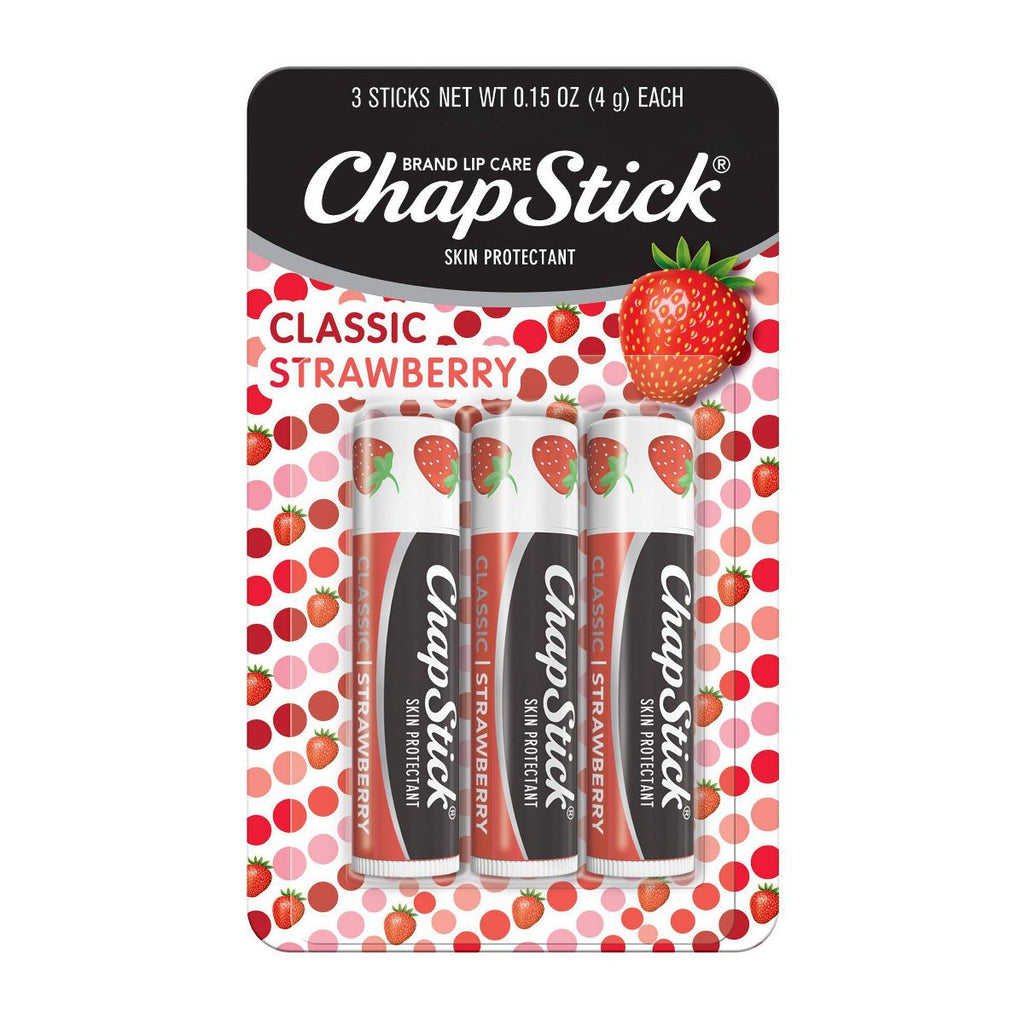 Chapstick Classic Strawberry Lip Balm 3-Pack