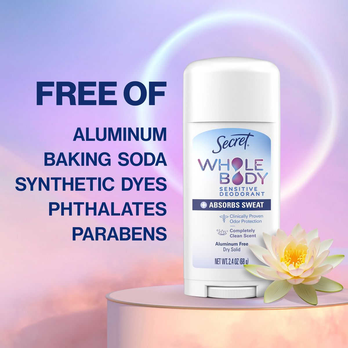 Secret Dry Feel Whole Body Deodorant Completely Clean 2.4oz