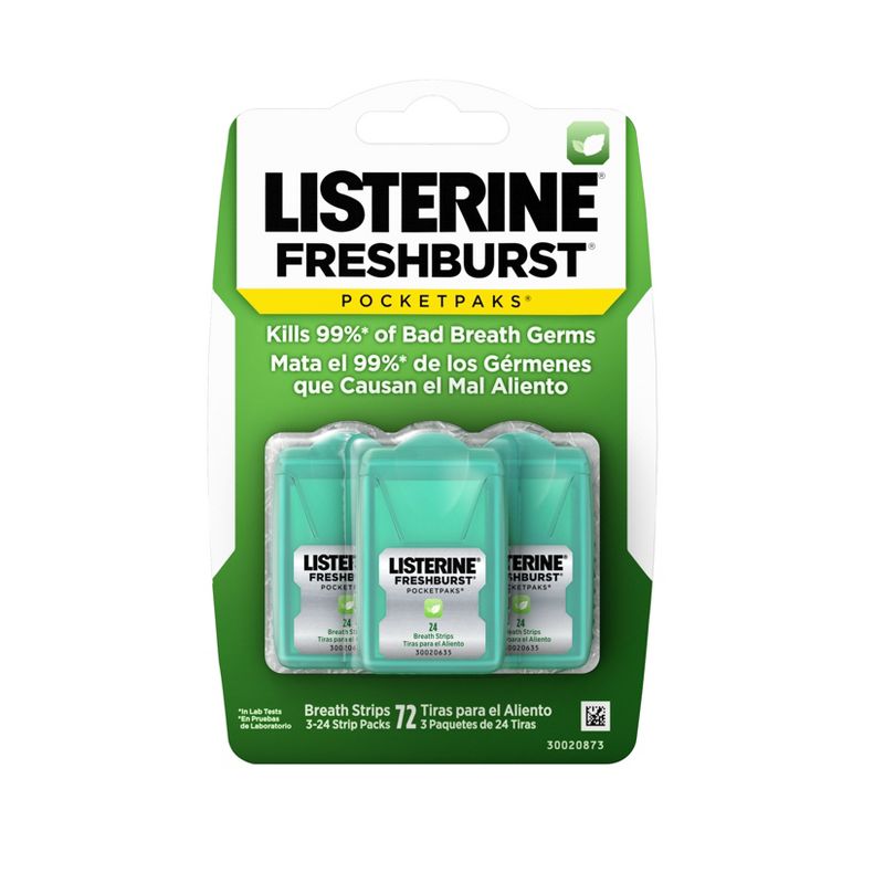 Listerine Freshburst Portable Breath Strips Spearmint 24ct 3 pack