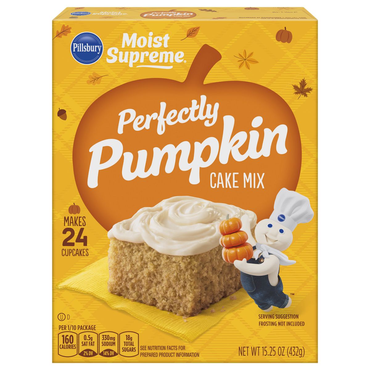 Pillsbury Moist Supreme Perfectly Pumpkin Fall Harvest Premium Cake Mix, 15.25oz