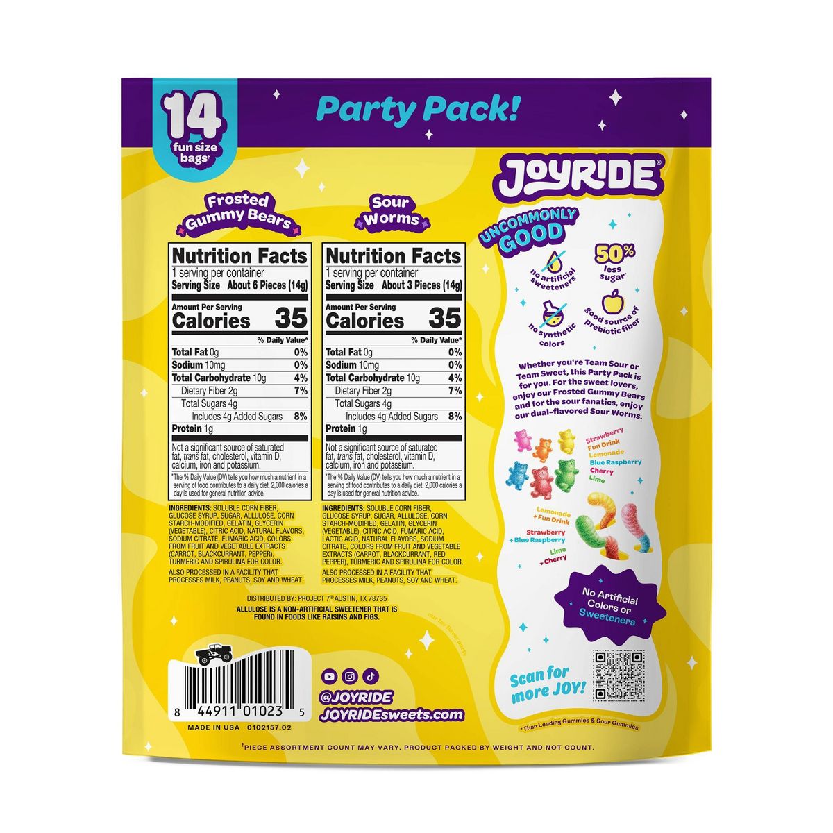 Joyride Worms & Frosted Bears Party Pack Candy - 7oz