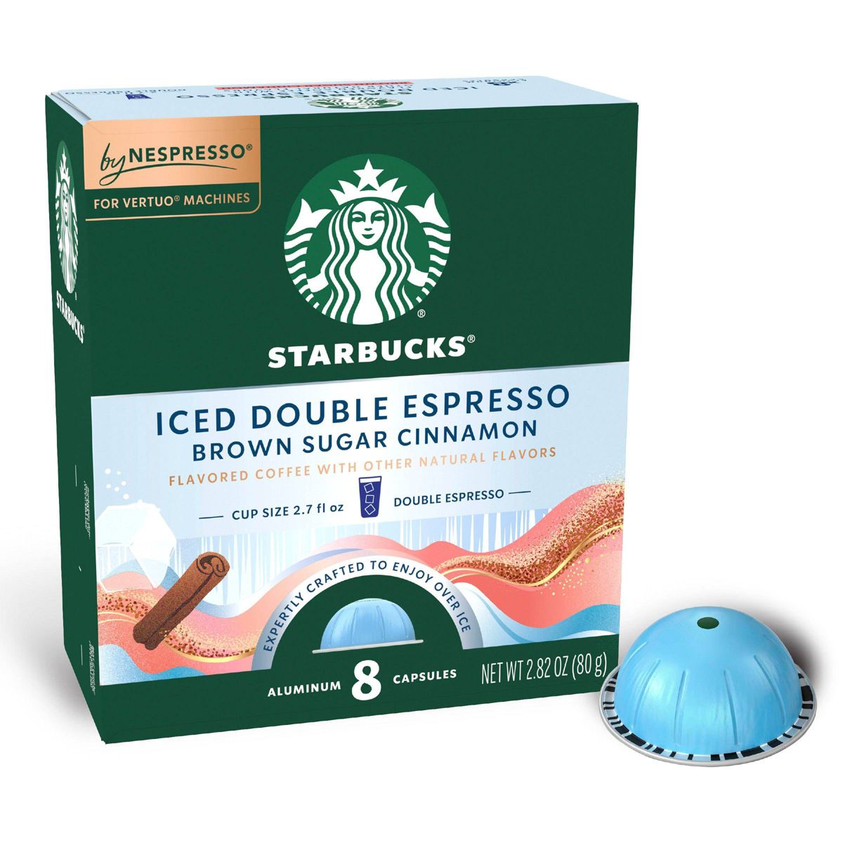 Starbucks Iced Brown Sugar Cinnamon Light Roast Double Shot Coffee Pods - 8ct