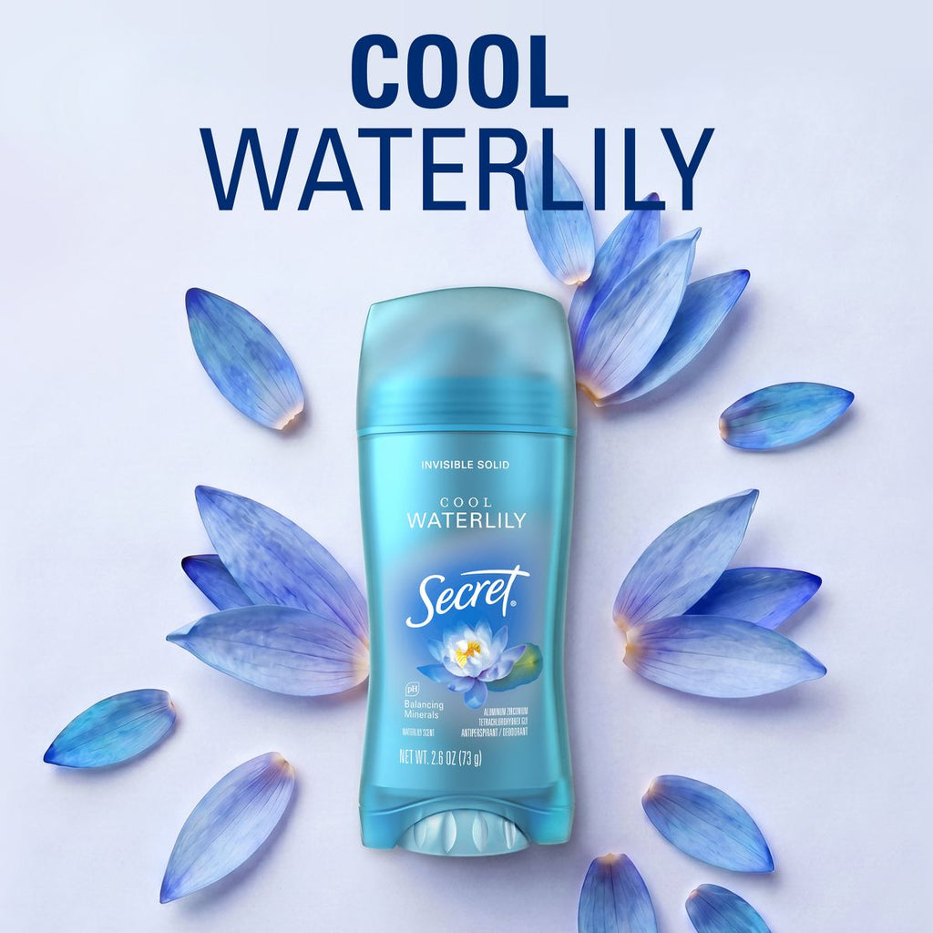 Secret Invisible Solid Antiperspirant & Deodorant Waterlily Scent 2.6oz
