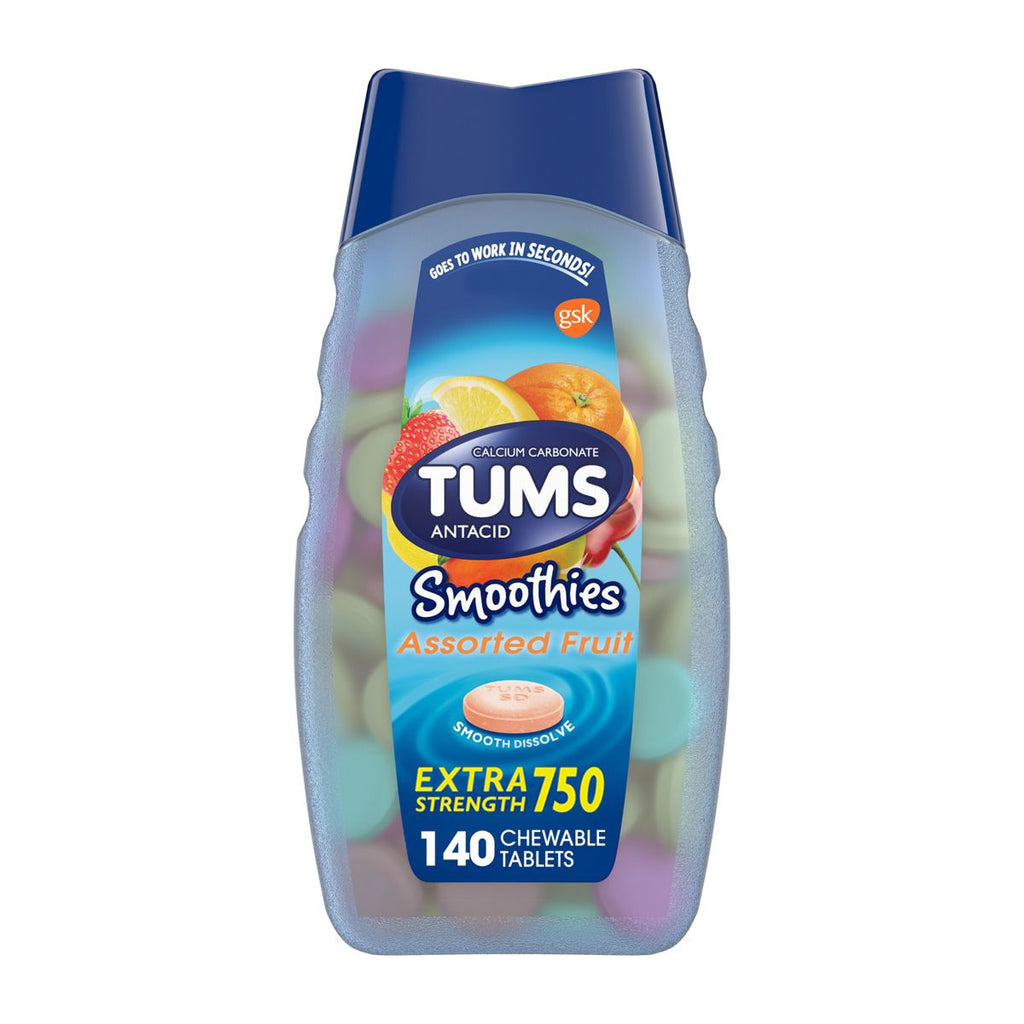 Tums Extra Strength Smoothies Assorted Fruit Antacid Chewable Tablets - 140ct